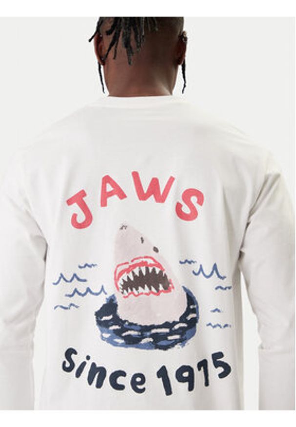 Jack & Jones Longsleeve Jaws 12286615 Biały Relaxed Fit. Kolor: biały. Materiał: bawełna. Długość rękawa: długi rękaw