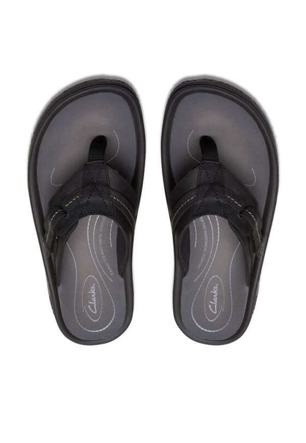 Clarks Japonki Wesley Sun 26176988 Czarny. Kolor: czarny. Materiał: skóra