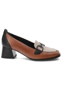 Brązowe Półbuty Armodo Skórzane Eleganckie Buty Na Obcasie. Okazja: do pracy, na spotkanie biznesowe. Zapięcie: klamry. Kolor: brązowy. Materiał: skóra. Obcas: na obcasie. Styl: elegancki. Wysokość obcasa: średni #6