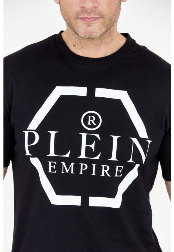 Philipp Plein - PHILIPP PLEIN Czarny t-shirt męski z logo, Rozmiar M. Kolor: czarny