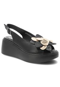 Sandały damskie Filippo, cholewka ze skóry naturalnej zapinane na sprzączkę, czarne, DS7578/26. Zapięcie: sprzączka. Kolor: czarny. Materiał: skóra #1