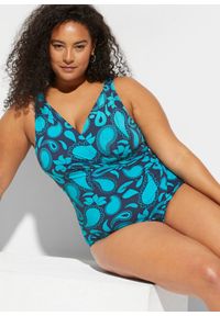 bonprix - Kostium kąpielowy shape, lekki stopień modelowania sylwetki, z efektem założenia kopertowego. Kolor: niebieski. Materiał: materiał
