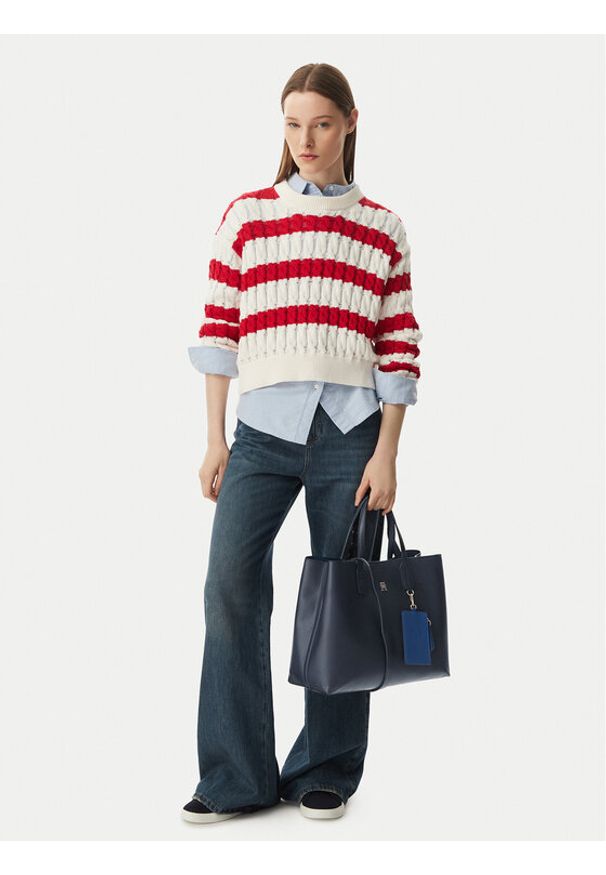TOMMY HILFIGER - Tommy Hilfiger Torebka Th Icon Satchel AW0AW18723 Granatowy. Kolor: niebieski. Materiał: skórzane
