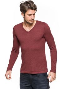 Tom Tailor - MĘSKI SWETER TOM TAILOR V-NECK WITH RIB DETAILS BURGUNDY DARK RED 3018534.00.15 COL. 4499. Okazja: na co dzień. Kolor: czerwony. Materiał: materiał. Wzór: jednolity. Styl: elegancki, casual #5