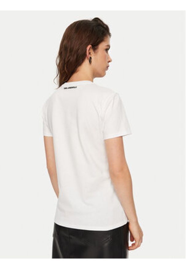 Karl Lagerfeld - KARL LAGERFELD T-Shirt A1W17117 Biały Regular Fit. Typ kołnierza: dekolt w karo. Kolor: biały. Materiał: bawełna