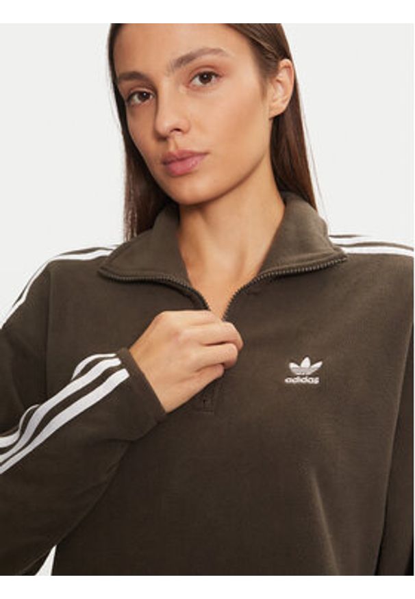 Adidas - adidas Polar Polar Fleece 1/2 Zip IW3164 Zielony Loose Fit. Kolor: zielony. Materiał: syntetyk