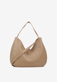 Renee - Beżowa Torebka Hobo Shopper Ozdobiona Plecionką Nalorella. Kolor: beżowy. Wzór: aplikacja. Styl: biznesowy, casual, boho #4