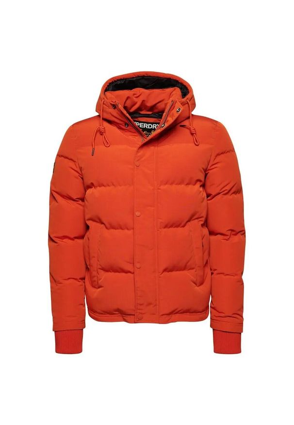 Kurtka puchowa z kapturem Superdry Everest. Typ kołnierza: kaptur. Kolor: pomarańczowy. Materiał: puch