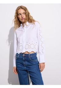Reserved - Koszula z haftami - złamana biel. Materiał: bawełna. Długość: krótkie. Wzór: haft #1