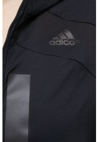 adidas Performance kurtka do biegania Marathon Translucent kolor czarny przejściowa. Okazja: na plażę. Kolor: czarny. Materiał: tkanina, materiał. Wzór: ze splotem #5