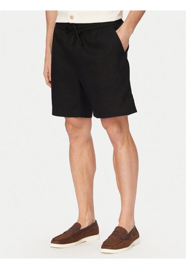 TOMMY HILFIGER - Tommy Hilfiger Szorty materiałowe Dover MW0MW44354 Czarny Regular Fit. Kolor: czarny. Materiał: len