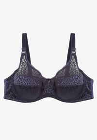 Renee - Granatowy Koronkowy Biustonosz Full Cup Vikiiloni. Kolekcja: plus size. Kolor: niebieski. Materiał: koronka