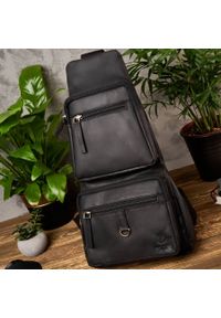 Plecak na jedno ramię czarny PAOLO PERUZZI skórzany T-38-BL. Kolor: czarny. Materiał: skóra. Wzór: aplikacja. Styl: casual #1