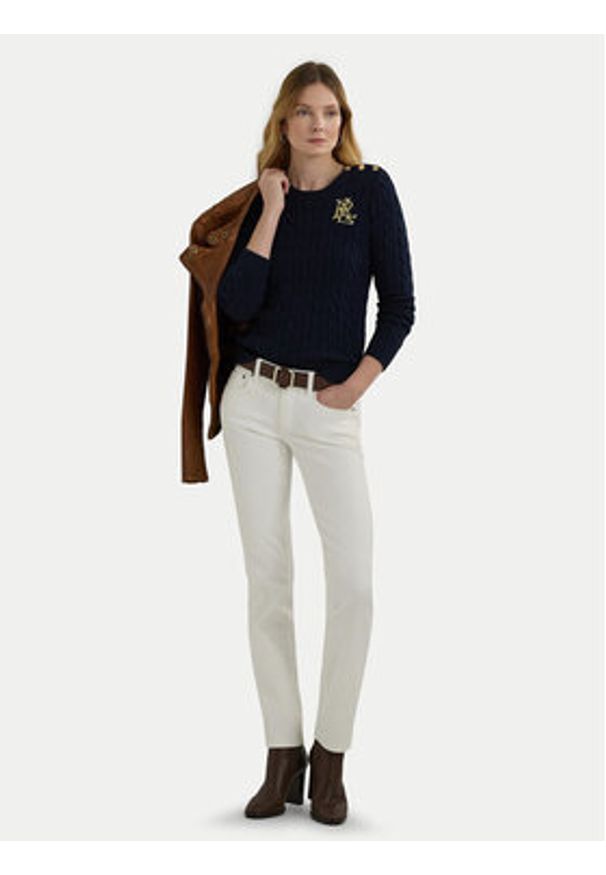Lauren Ralph Lauren - LAUREN RALPH LAUREN Sweter 200932223003 Granatowy Regular Fit. Kolor: niebieski. Materiał: bawełna