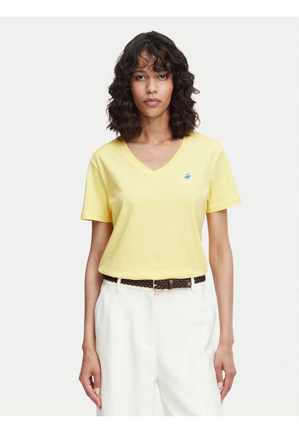 Beverly Hills Polo Club T-Shirt P-SS26W-TS5165188 Żółty Regular Fit. Typ kołnierza: polo. Kolor: żółty. Materiał: bawełna