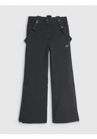 4f - 4F Spodnie narciarskie softshell z szelkami membrana 5000 dziewczęce - czarne 158 (12-13 lat). Kolor: czarny. Materiał: softshell. Sezon: lato. Sport: narciarstwo