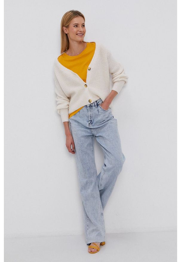 only - Only - Kardigan. Okazja: na co dzień. Kolor: beżowy. Materiał: dzianina. Styl: casual