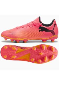 Buty piłkarskie Puma Future 7 Play FG/AG M 107723-03 różowe. Kolor: różowy. Materiał: materiał, dzianina, syntetyk. Szerokość cholewki: normalna. Sport: piłka nożna #1