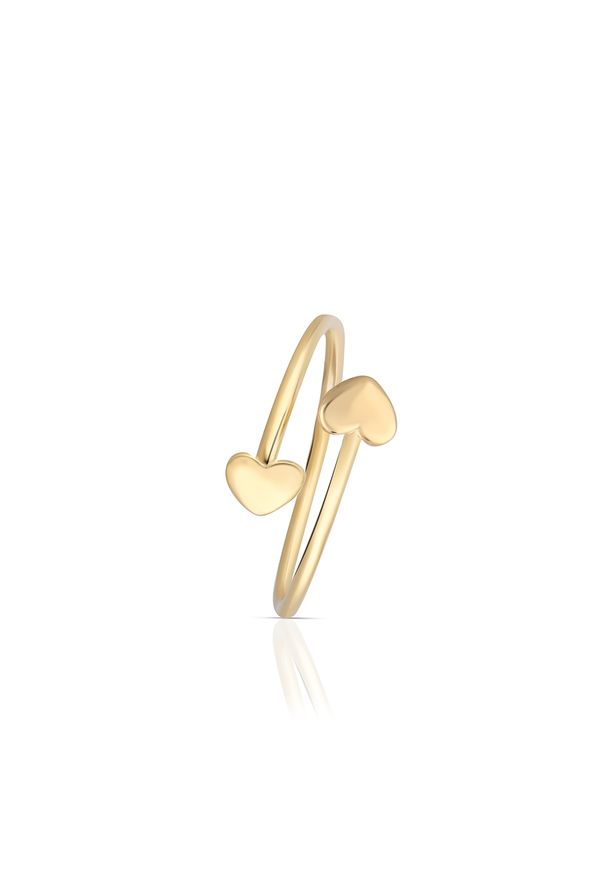 W.KRUK - Pierścionek złoty z motywem serca. Materiał: złote. Kolor: złoty