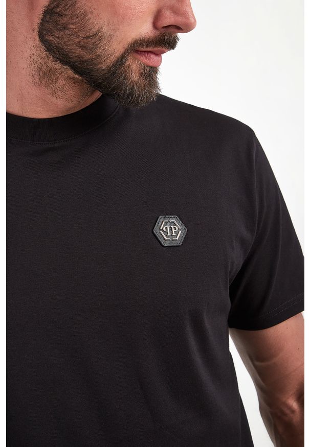 Philipp Plein - T-shirt PHILIPP PLEIN. Materiał: bawełna, skóra. Długość rękawa: krótki rękaw. Długość: krótkie. Wzór: aplikacja