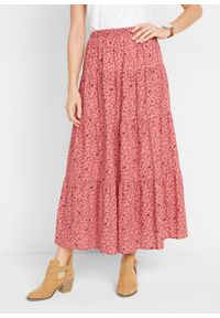 bonprix - Spódnica maxi z falban. Kolor: różowy. Materiał: bawełna #1