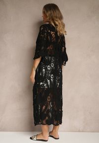 Renee - Czarna Narzutka z Bawełny z Ażurowym Wzorem Kolorissa. Kolor: czarny. Materiał: bawełna. Wzór: ażurowy. Styl: elegancki #4