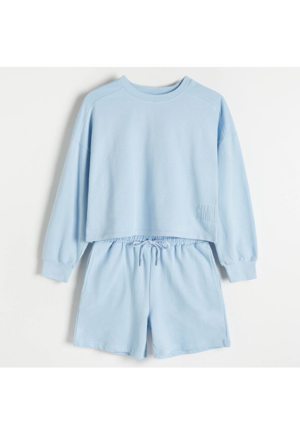 Reserved - Bawełniana piżama - Niebieski. Kolor: niebieski. Materiał: bawełna