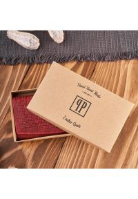 PAOLO PERUZZI - Portfel skórzany vintage czerwony Paolo Peruzzi T-109-HRD. Kolor: czerwony. Materiał: skóra. Wzór: geometria #1