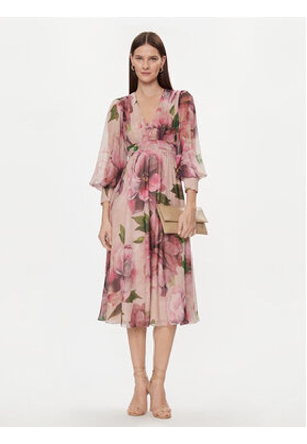 Nissa Sukienka codzienna RC14882 Kolorowy Regular Fit. Okazja: na co dzień. Materiał: syntetyk. Wzór: kolorowy. Typ sukienki: proste. Styl: casual
