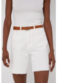 Answear Lab szorty jeansowe damskie kolor biały gładkie high waist. Okazja: na co dzień. Stan: podwyższony. Kolor: biały. Materiał: jeans. Wzór: gładki. Styl: wakacyjny #4