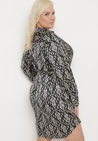 Born2be - Czarna Pudełkowa Sukienka Mini z Wiązanym Paskiem Hrina. Kolor: czarny. Materiał: materiał. Długość: mini #5