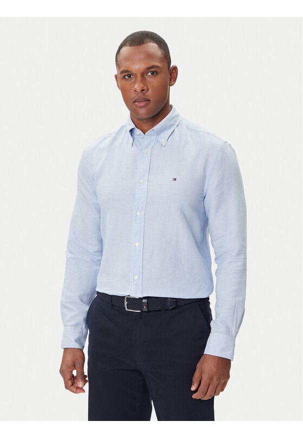 TOMMY HILFIGER - Tommy Hilfiger Koszula MW0MW40704 Błękitny Regular Fit. Kolor: niebieski. Materiał: bawełna