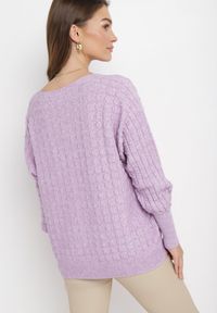 Born2be - Fioletowy Klasyczny Sweter z Rękawami Nietoperza Steresa. Kolor: fioletowy. Długość rękawa: długi rękaw. Długość: długie. Styl: klasyczny #5