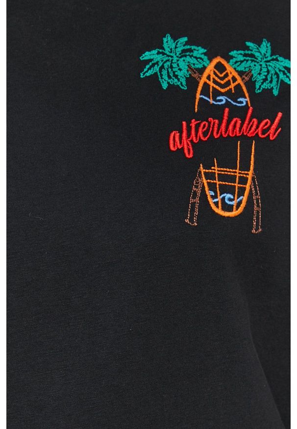 After Label - T-shirt. Okazja: na co dzień. Kolor: czarny. Wzór: aplikacja. Styl: casual