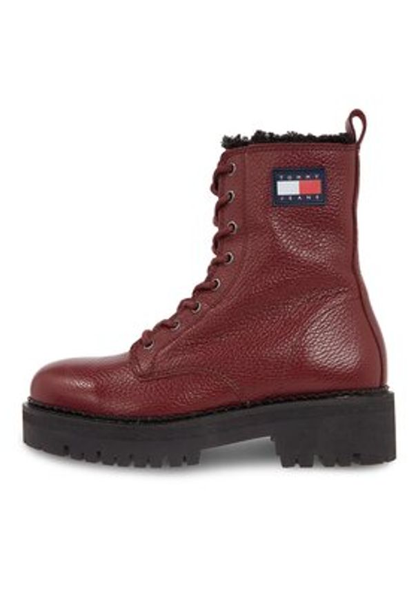 Tommy Jeans Botki Tjw Urban Tumbled Ltr Wl EN0EN02317 Bordowy. Kolor: czerwony. Materiał: skóra