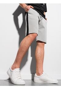 Ombre Clothing - Krótkie spodenki męskie dresowe W297 - szare - XL. Kolor: szary. Materiał: dresówka. Długość: krótkie #4