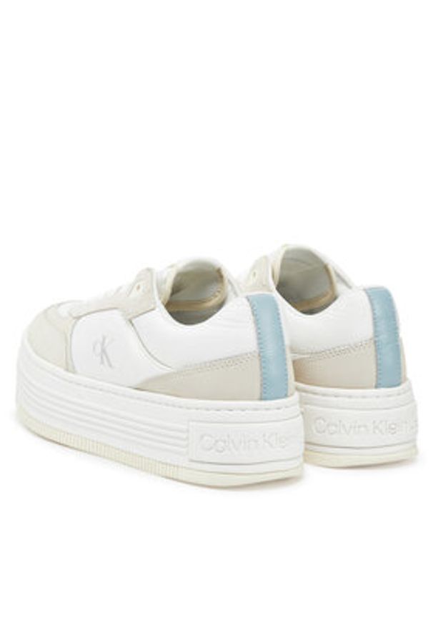 Calvin Klein Jeans Sneakersy Bold Flatf Low Lace Mix YW0YW01742 Biały. Kolor: biały. Materiał: zamsz, skóra