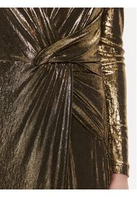 Nissa Sukienka wieczorowa RS14413 Złoty Slim Fit. Kolor: złoty. Materiał: syntetyk. Styl: wizytowy