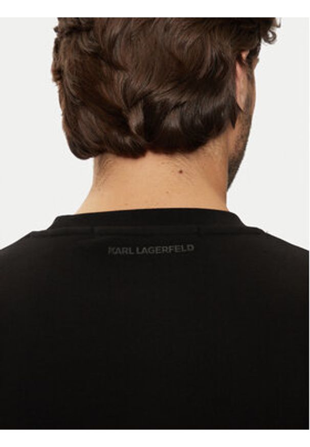 Karl Lagerfeld - KARL LAGERFELD Bluza 705033 544910 Czarny Regular Fit. Typ kołnierza: dekolt w karo. Kolor: czarny. Materiał: bawełna