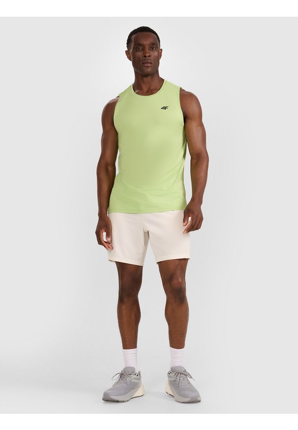 4f - 4F Tank top treningowy szybkoschnący męski - zielony XXL. Kolor: zielony. Materiał: włókno, syntetyk, materiał, elastan. Wzór: ze splotem. Sport: fitness