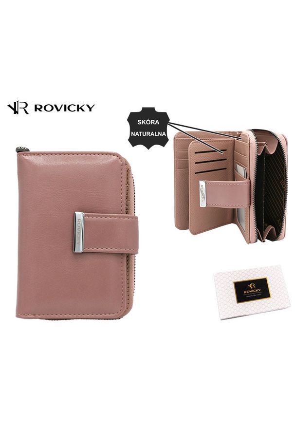 ROVICKY - Portfel damski Rovicky RPX-31-ML różowy. Kolor: różowy. Materiał: skóra ekologiczna