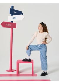 Sinsay - Jeansy wide leg ze wzorkiem - niebieski. Kolor: niebieski #1