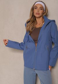 Renee - Niebieska Kurtka w Stylu Wiatrówki z Odpinanym Kapturem Ndivena. Okazja: na co dzień, na spacer. Kolor: niebieski. Materiał: jeans. Styl: sportowy, casual #5