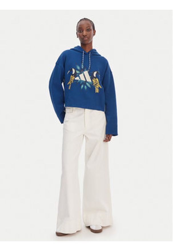 Adidas - adidas Bluza Farm Rio KS2104 Granatowy Loose Fit. Kolor: niebieski. Materiał: bawełna
