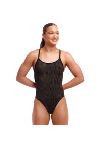 Strój kąpielowy jednoczęściowy FUNKITA Gold Weaver - Diamond Back. Kolor: żółty, wielokolorowy, czarny