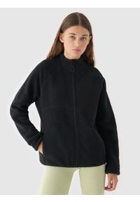 4f - 4F Polar sherpa ze stójką damski - czarny L. Typ kołnierza: kołnierzyk stójkowy. Kolekcja: plus size. Kolor: czarny. Materiał: polar. Długość rękawa: raglanowy rękaw. Sezon: zima. Sport: narciarstwo, turystyka piesza, snowboard, wspinaczka
