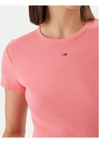 Tommy Jeans T-Shirt DW0DW17383 Różowy Slim Fit. Kolor: różowy. Materiał: bawełna #3