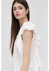 Silvian Heach bluzka damska kolor biały gładka. Okazja: na co dzień. Kolor: biały. Materiał: tkanina. Długość rękawa: krótki rękaw. Długość: krótkie. Wzór: gładki. Styl: casual #1