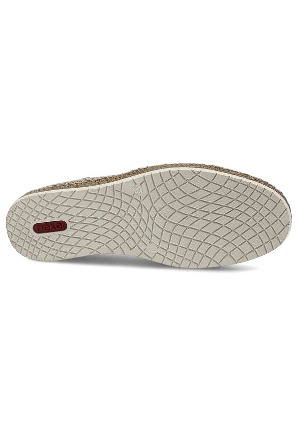 Beżowe Espadryle Rieker Eleganckie Wsuwane Obuwie Męskie. Okazja: na co dzień. Zapięcie: bez zapięcia. Kolor: beżowy. Materiał: jeans, materiał, guma. Sezon: lato. Styl: elegancki