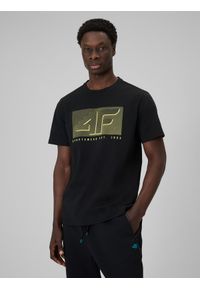 4f - 4F T-shirt regular z nadrukiem męski - czarny XL. Okazja: na co dzień. Kolor: czarny. Materiał: dzianina, materiał, dresówka, skóra, jeans. Wzór: nadruk. Styl: casual, klasyczny #1